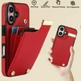 thumbnail image 7 of Mantto for iPhone 16 Back Wallet Case with Card Holder, Magnetic Clasp 3 Card Slots RFID Blocking Premium PU Leather Shockproof Anti-Scratch Wallet Phone Case for iPhone 16, Red, 7 of 7