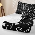 thumbnail image 4 of Manfei Cute Kitten Cat Bed Spread Queen, Simple Abstract Animal Queen Coverlet Set, Black White, 3 Pieces, 1 Quilt and 2 Pillowcases, 4 of 7