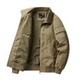 thumbnail image 4 of BVnarty Men's Cotton Bomber Jacket Lightweight Zipper Up Windbreaker Outdoor Baseball Flight Jacket with Pockets (Khaki,M), 4 of 7