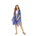 thumbnail image 2 of Beautybatik Dark blue Women HIPPIE Gypsy Tie Dye Kimono Cardigan Shawl Wrap Swimsuit Cover Up Jacket One Size, 2 of 5