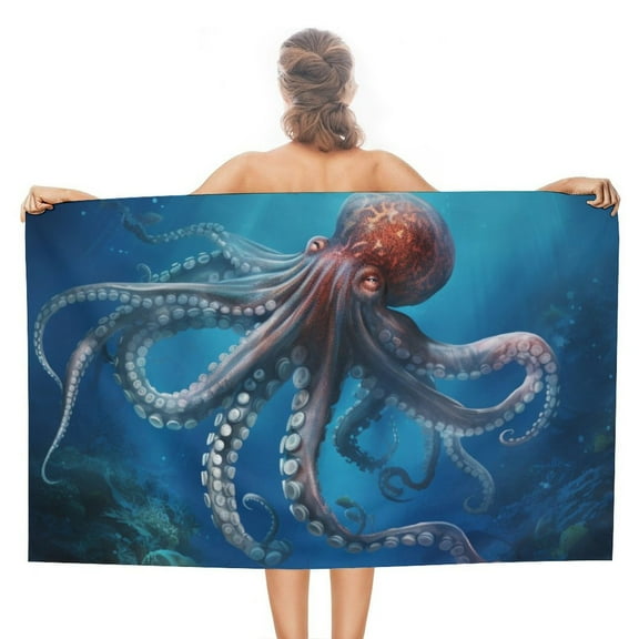 Colorful Octopus Oversized -Washed Lightweight Quick Dry Beach Towels - 32"x63"