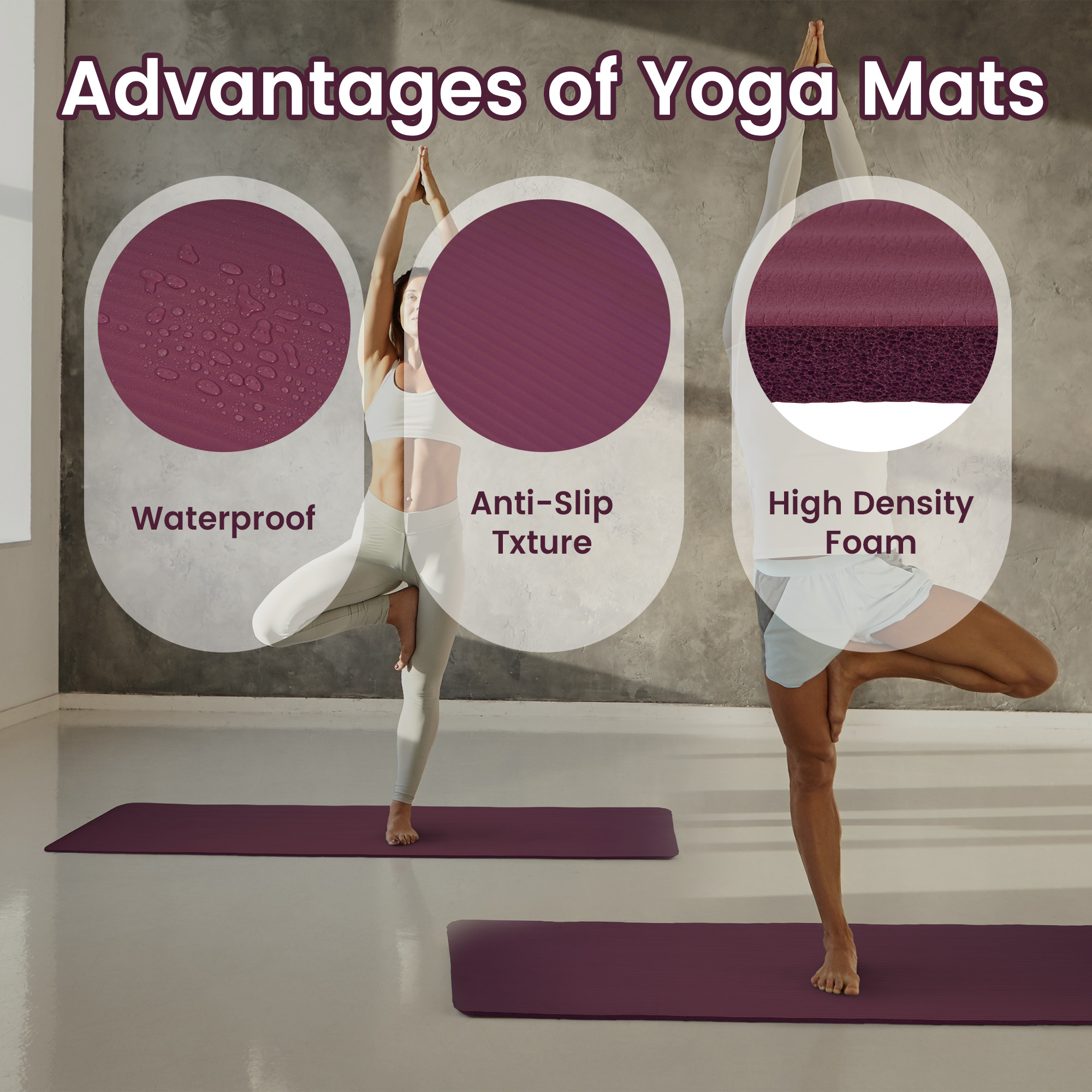 Flexwave Non-Slip Exercise Mat 71" × 24" ½" Red photo 5