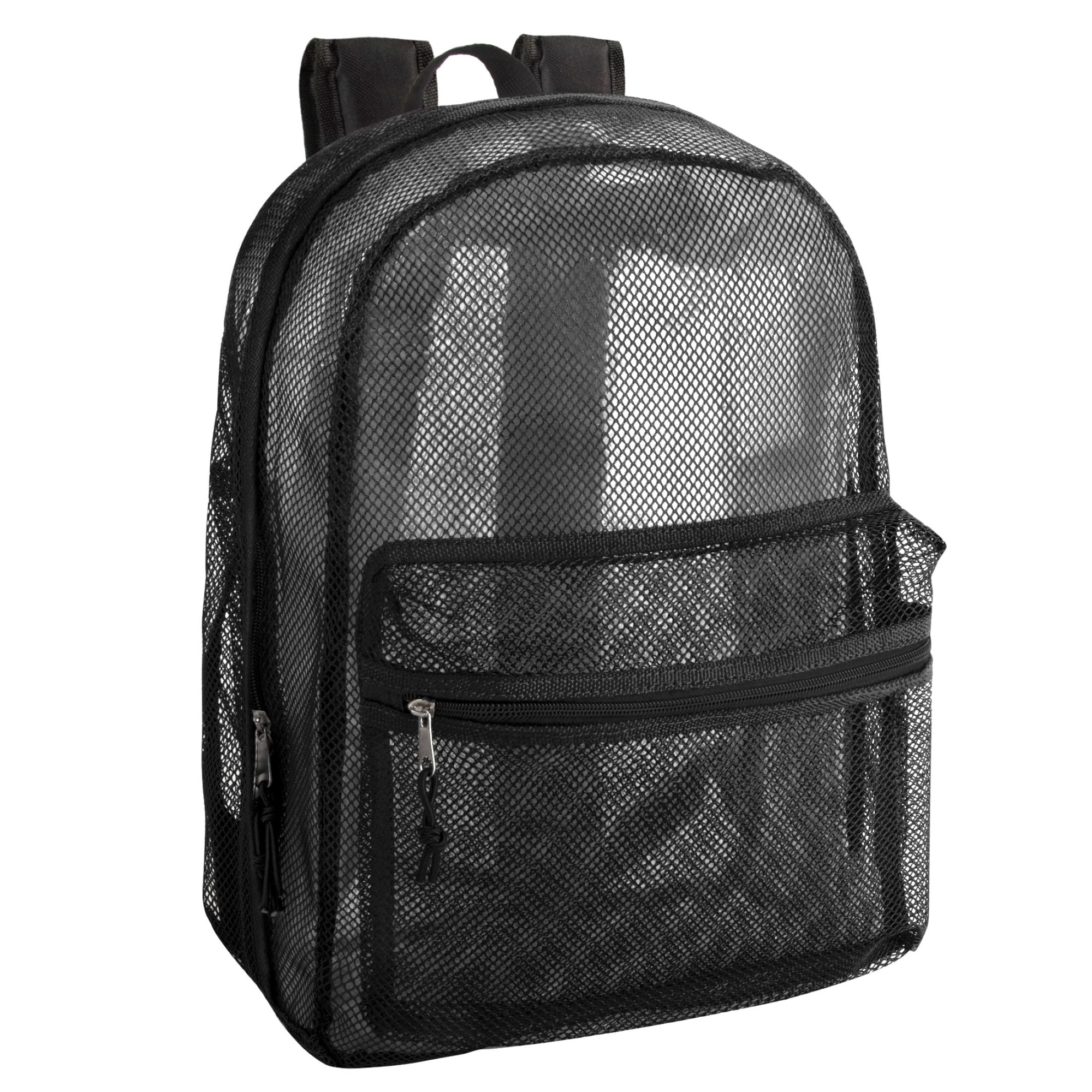 Solid Color Transparent See Through Mesh Stadium Approved Backpack for Travel and Commuting in Black