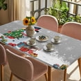 thumbnail image 3 of Grey Snowman Christmas Table Cloths for 6 Foot Rectangle Tables, Gifts Xmas Tree Winter Snowflake Patio Waterproof Elastic Fitted Tablecloths, Washable Rectangular Table Cover for Camping, 3 of 8