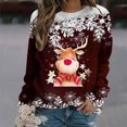 thumbnail image 3 of Sudaderas de Cuello Redondo de Navidad Para Mujer Otoño E Invierno Casual Navidad Elk Impreso Manga Larga Pulóver Blusa Tops Odeerbi ODB200305, 3 of 6