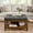 Dark Gray, variant on Knubmt Wood Farme Square Coffee Table with Bottom Shelf, Upholstered Linen Seat Large Footrest Ottoman for Living Room, Office, Dark Gray