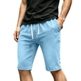 thumbnail image 2 of Mifsaly Mens Denim Shorts Elastic Waist Drawstring Relaxed Fit Jean Shorts Comfortable Lightweight Casual Summer Everyday Wear Clothes Light Blue,XXS, 2 of 6