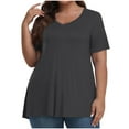 thumbnail image 2 of Ayolanni Women鈥橲 Shirts Gray Short Sleeve V-Neck Plus Size Solid T-Shirts Basics Womens Clothing 4x, 2 of 7