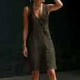 thumbnail image 7 of Shihyeh Summer Maxi Dresses for Women 2026 Linen V Neck Sleeveless Beach Sundress Button Casual Loose Dress with Pockets, 7 of 7