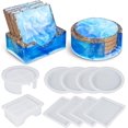 thumbnail image 1 of Silicone Coaster Molds, Resin Coaster Molds Kit With 10pcs Square And Round Coaster Molds Set, Upgrade Coaster Holder Epoxy Resin Molds For Resin Cast, 1 of 5