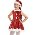thumbnail image 3 of MSemis Kids Girl's Red Sequins Santa Claus Christmas Outfits Ballet Tutu Dress Set Red 8, 3 of 6