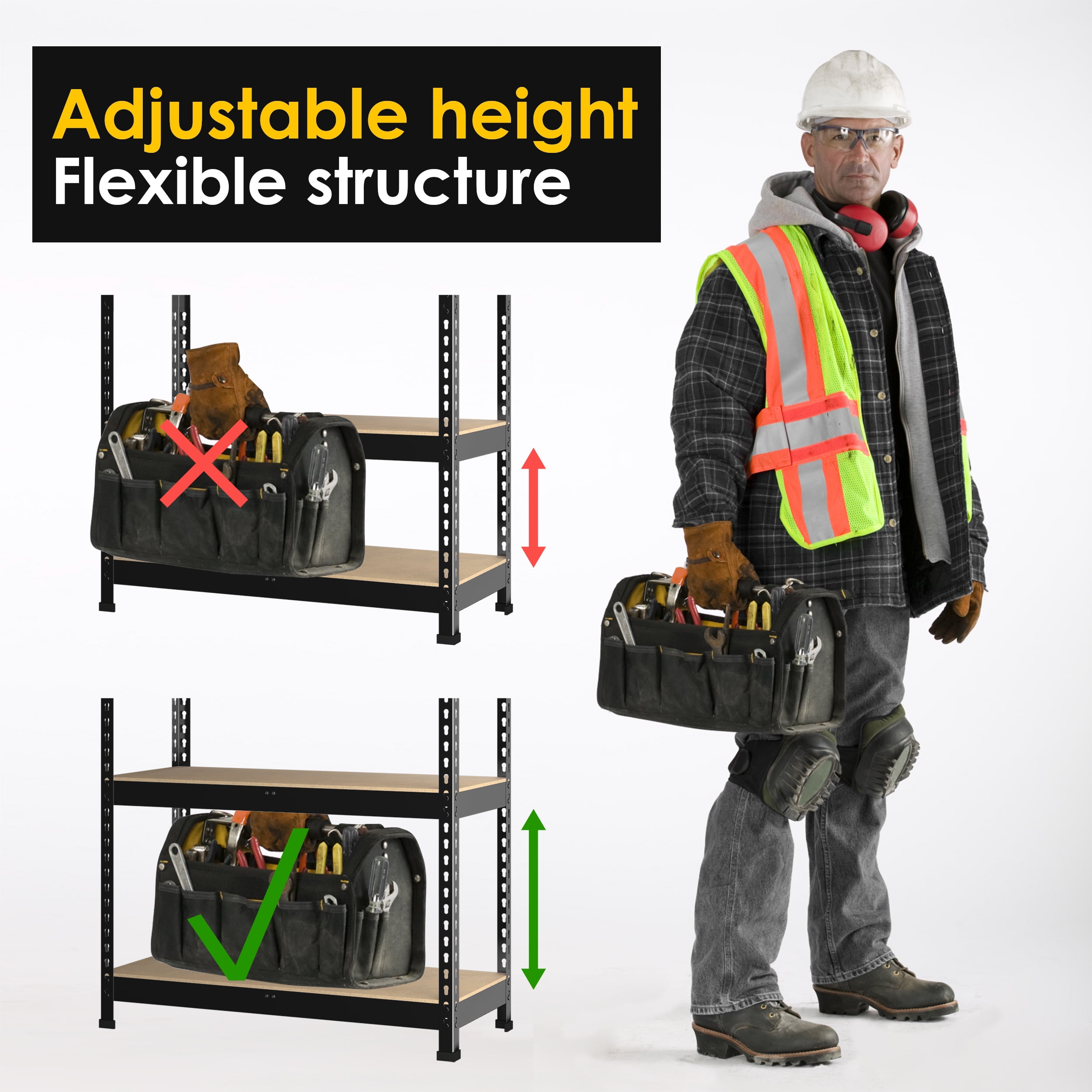 TrumanPick Metal Storage Shelves 36" W x 16" D x 71" H Adjustable Heavy Duty Shelving for Garage,1500lbs