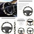 thumbnail image 3 of Renewold Brown Beige Cow Pattern 11 Pieces Car Accessories Set for Women Men, Non-Slip Front Rear Car Seat Covers Steering Wheel Cover Seat Belt Pads Coasters Key Chains Universal Fit for Most Cars, 3 of 7