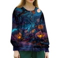 thumbnail image 4 of WTOBBY Women's Halloween Printed Nurse Uniform Top Long Sleeve Single Breasted Style - Perfect for Medical Staff and Halloween Costumes with Comfortable Button Closure,Dark Blue L, 4 of 4