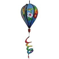 In the Breeze 1047 — Hummingbird Flowers 6 Panel Kinetic Hot Air Balloon Wind Spinner — Colorful Garden Wind Spinner