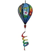 In the Breeze 1047 — Hummingbird Flowers 6 Panel Kinetic Hot Air Balloon Wind Spinner — Colorful Garden Wind Spinner