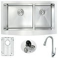 thumbnail image 2 of ANZZI  Elysian 36" Farmhouse Double Bowl Kitchen Sink with Chrome Singer Faucet, 2 of 5