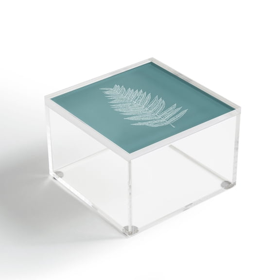 Society6 June Journal Minimalist Botanical in Teal 4" x 4" Acrylic Box
