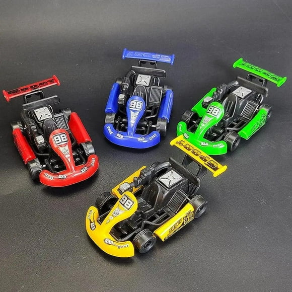 4Pcs Mini Plastic Car Pull Back Colorful Cartoon Racing Model Kart Racing Car Birthday Event Party Favors (Random Color)