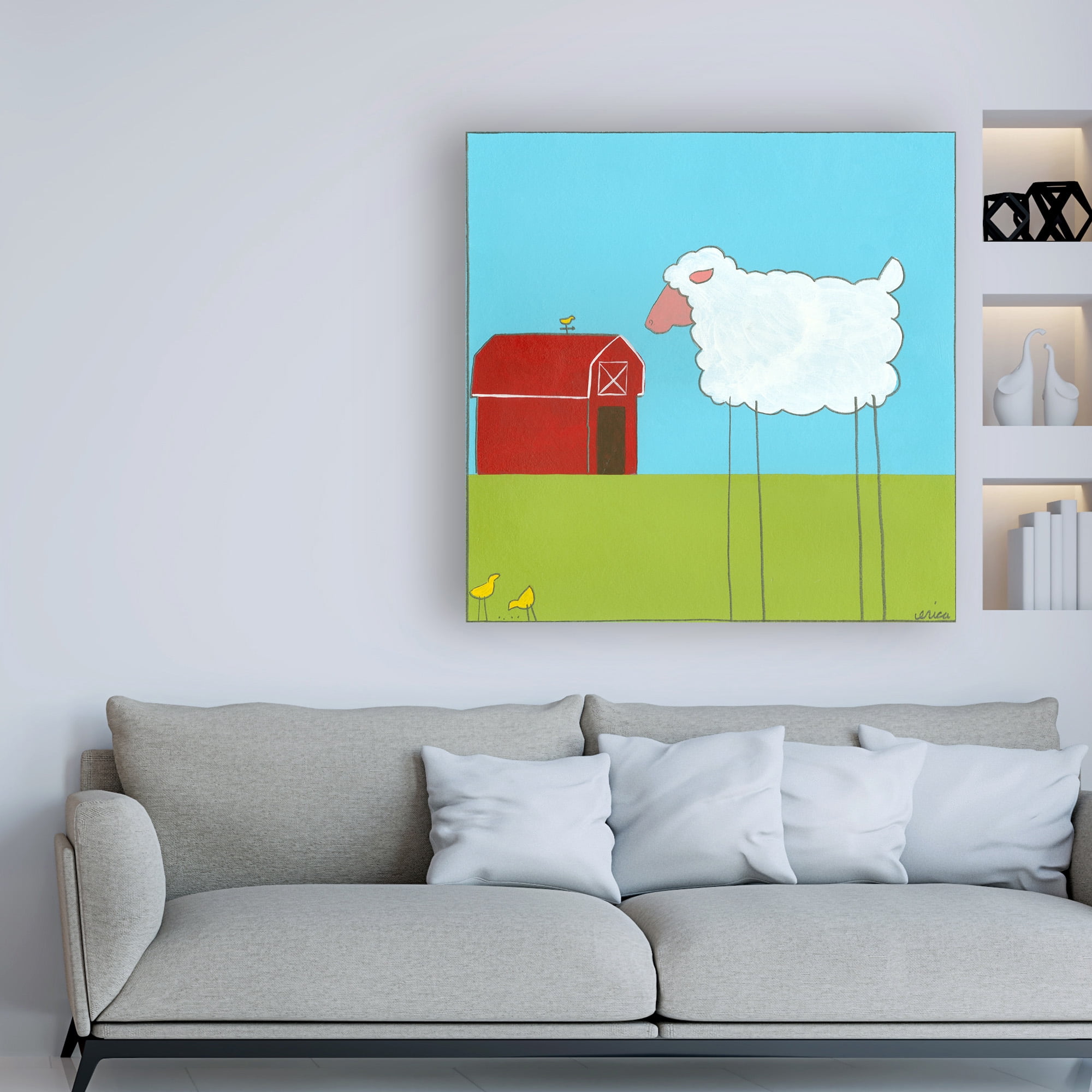 Trademark Fine Art 'Stick leg Sheep II Childrens Art' Canvas Art by June Erica Vess