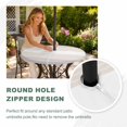thumbnail image 4 of Round Outdoor Tablecloth with Umbrella Hole and Zipper, Gray Beige Stripe Tablecloth with Elastic Waterproof, Modern Art Horizontal Striped Patio Table Covers for 31" - 35" Picnic Pool Tables, 4 of 9