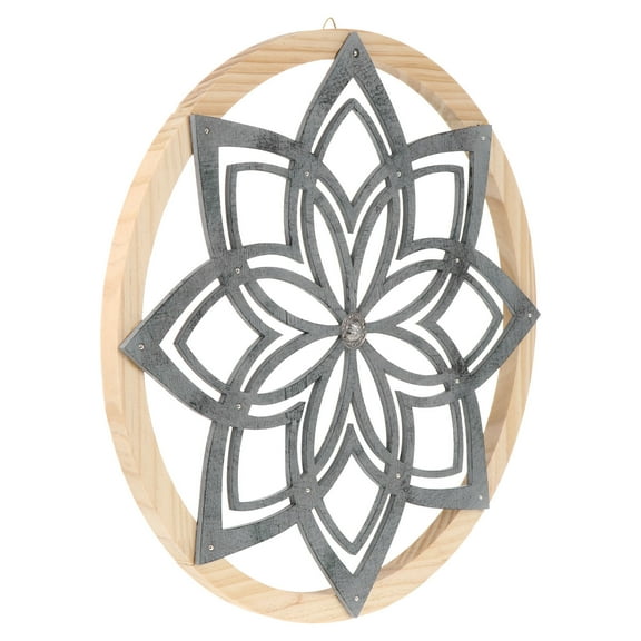 IBASETOY 1Pc Round Iron Wall Decor Grey Rustic Wall Hanging for Living Room