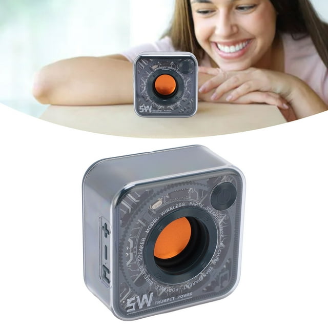 Portable BT Speaker, Small Speaker Features 5W Loud Sound, Deep Bass, Transparent Design, Colorful Cordless Speaker for Home Party Travel