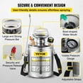 thumbnail image 5 of 1 Gallon Stainless Steel Hand Pump Sprayer with 12 Inch Wand 3FT Reinforced Hose Pressure Gauge Safety Valve Adjustable Nozzle for Garden Lawn Weed Control Sanitizing, 5 of 6