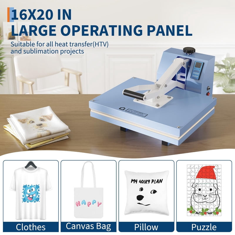 Towallmark 16x20 Inches Heat Press Machine, Digital Heat Press, Sublimation Heat Press with Even Heating Technology, Large Industrial Heat Transfer Machine for T-Shirts, Clothes, Canvas Bags