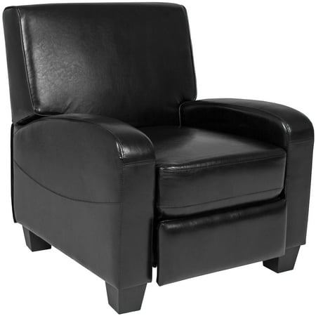 Living Room Single Chairs Best Choice Products Padded Upholstery Faux Leather Modern Single Push Back Recliner Chair with Padded Armrests for Living Room, Home Theater, Black ()