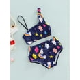 thumbnail image 3 of Cute Kids Baby Girls Beachwear Rainbow 2 Pieces Swimsuits Summer Straps Crop Tops with Swim Shorts Bathing Suit, 3 of 9