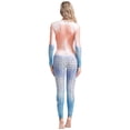 thumbnail image 5 of iixpin Womens Mermaid Costume Jumpsuit Long Sleeve Fish Scale Print Mock Neck Bodysuit One Piece Light Blue M, 5 of 6