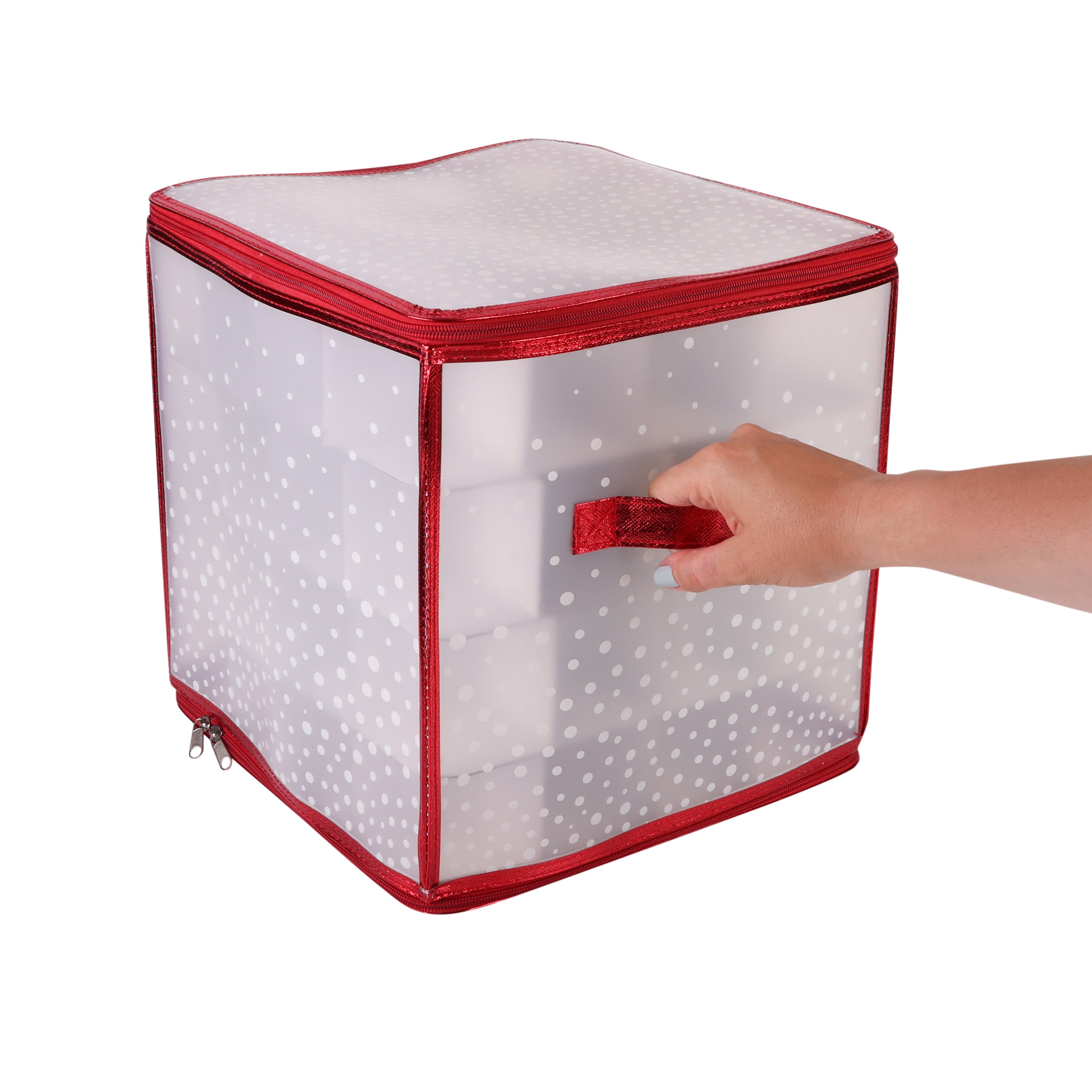  Simplify 64 Count Ornament Storage Box, Plastic, Decorative  Organizer, Storage Bin, Gold