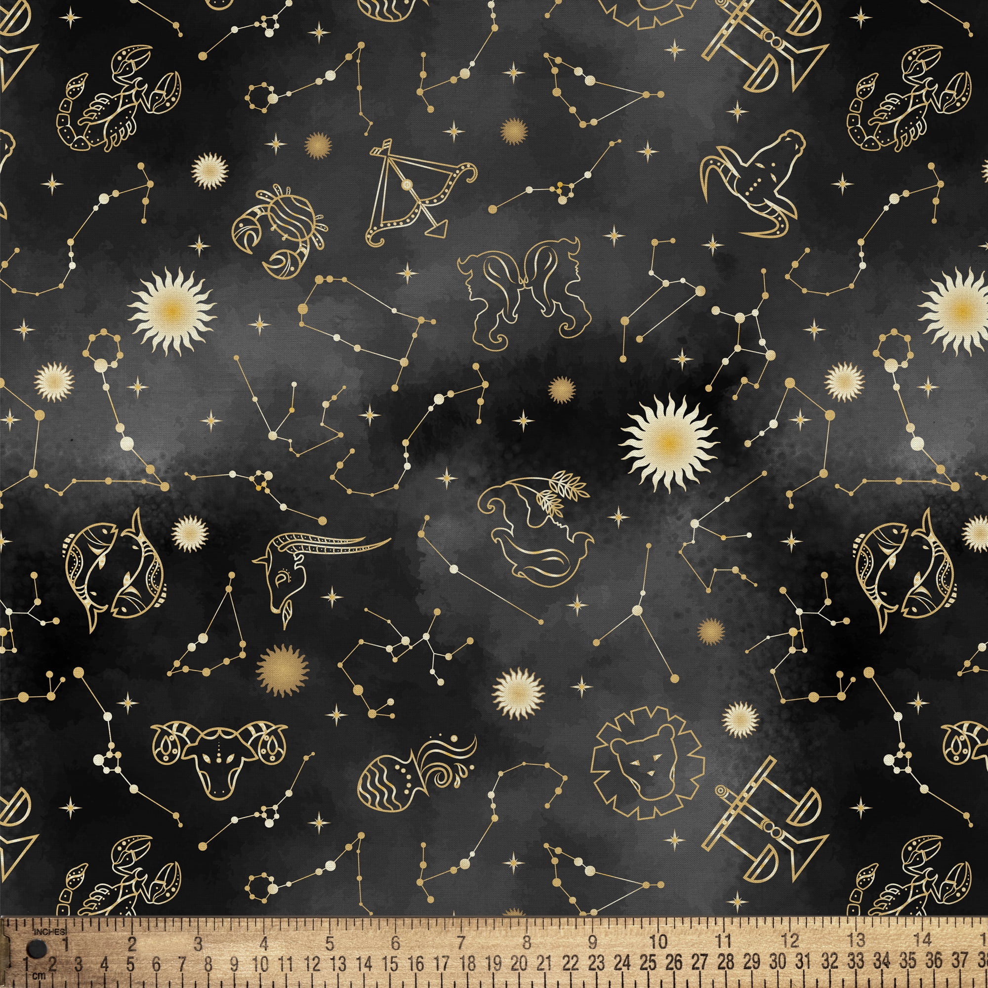 (2 pack) 1 Yard 100% Cotton Zodiacs, Multi-color, 44" Wide for Quilting & Sewing by David Textiles