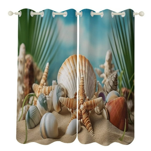 Seashell On The Beach Modern Window for Living Room Curtains for Child Bedroom Kitchen Decor Blinds Drapes