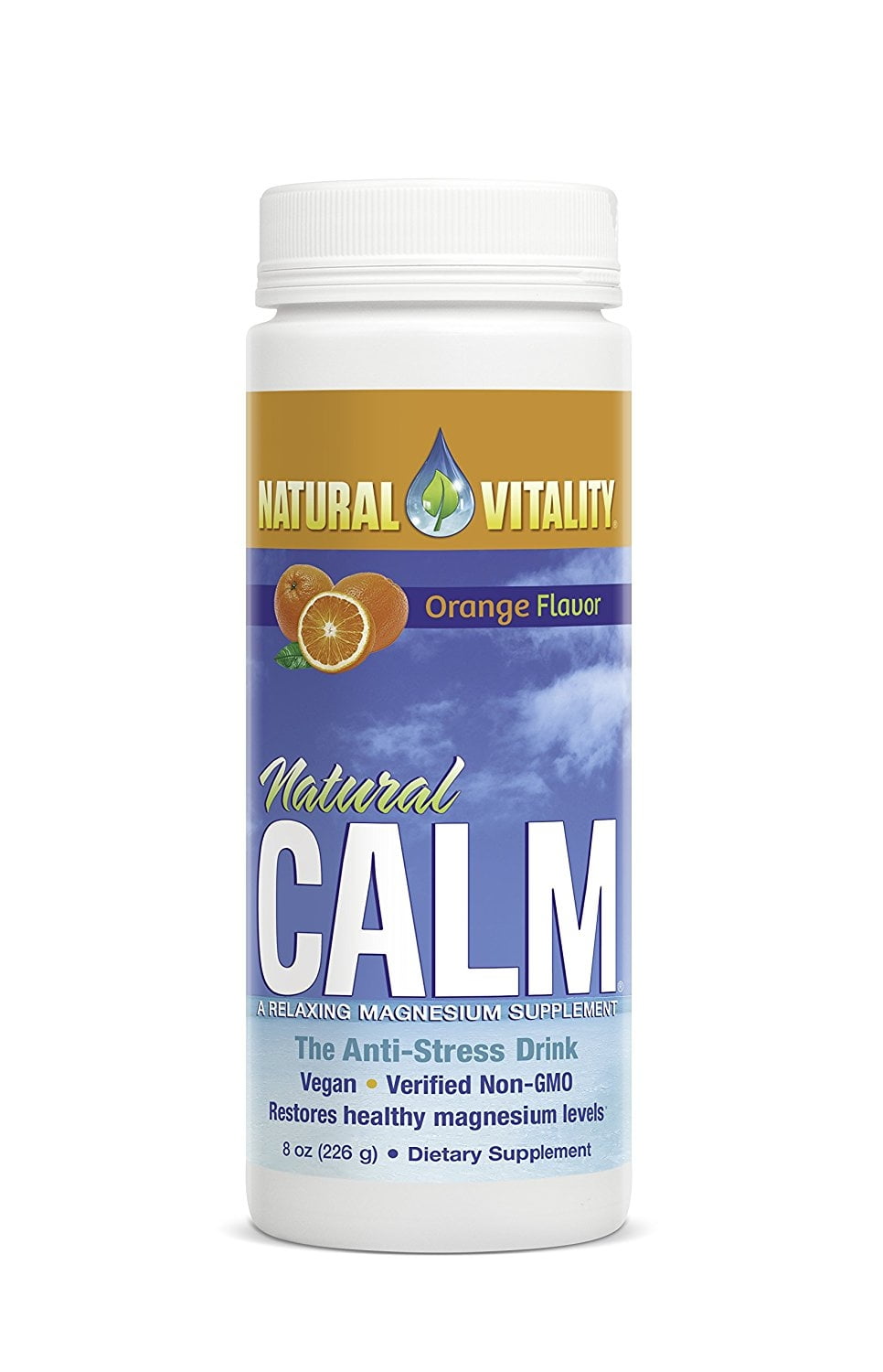 Natural Vitality Magnesium Calm Supplement, Orange, 8 Ounce