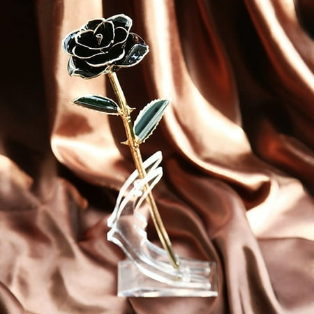 Moaere Long Stem 24k Gold Dipped Real Rose with Stand Best Romantic Gifts for Her Anniversary Valentine's Day (Best Birthday Flowers For Her)