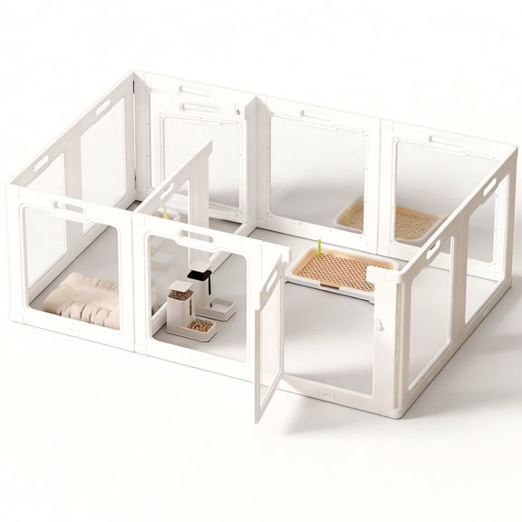 12-Panel Acrylic Dog Playpen Indoor - 24" Transparent Pet Safe Playpen for Small Dogs, Puppy Exercise Pen with Door, Sturdy Foldable Dog Fence to Confine Area