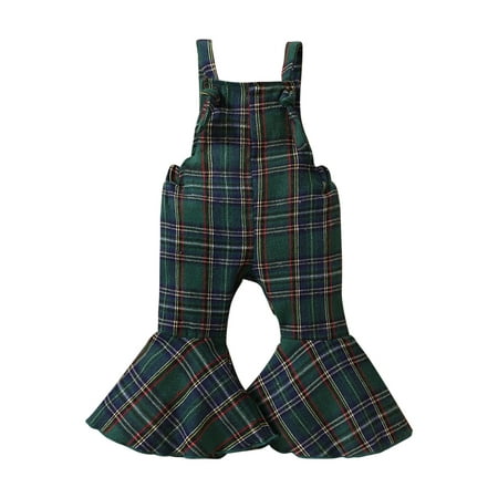 

Dezsed Plaid Printed Rompers Baby Girls Fashion Casual Strap Romper Jumpsuits Flare Pants 6M-4Y Kids Clothes Girls Summer Overalls For Newborns Clearance
