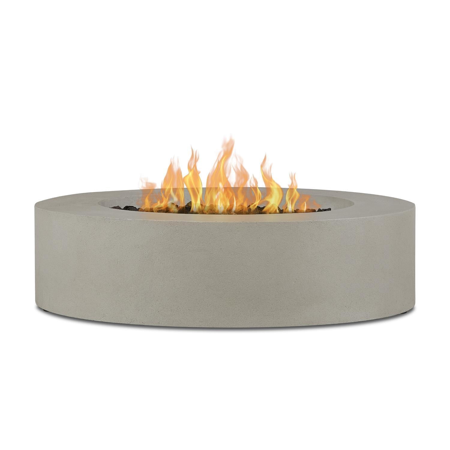 Hillview Bay 43 Inch Round GFRC Propane Fire Pit Table in Flint by BBQGuys Signature