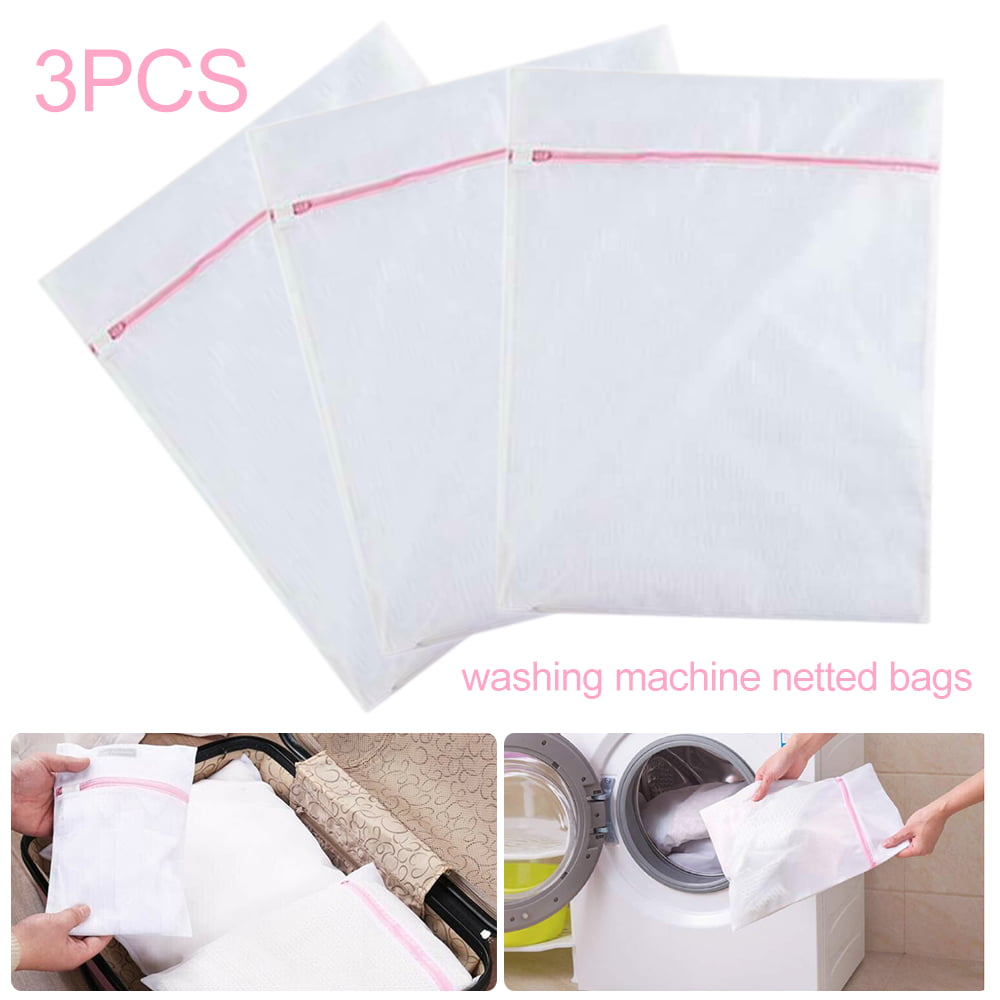 3Pcs Zippered Net Fine Mesh Wash Bag Laundry Washing Socks Bra Lingerie Clothes 