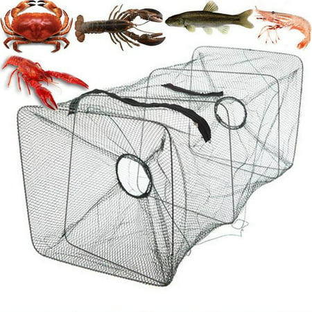 Fishing Net Foldable Crab Net Trap Cast Dip Cage Fishing Bait Fish Minnow Crawfish Shrimp (Size: 21x20.5x (Best Bait For Crawfish Nets)