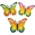 thumbnail image 1 of Decoración de pared de mariposas de metal, decoración de pared para cocina, exterior, valla, jardín, patio, juego de 3 adornos de mariposas, regalo hecho a mano para interiores o exteriores, regalos, 1 of 6