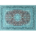 thumbnail image 1 of Ahgly Company Machine Washable Indoor Rectangle Medallion Light Blue Traditional Area Rugs, 7' x 9', 1 of 4