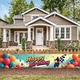 thumbnail image 2 of LUUFILx Birthday Banner Motorcycle Balloons Theme Celebration Backdrop Party Decoration Vibrant Happy Festive Occasions Colorful Display Event Background, 2 of 7