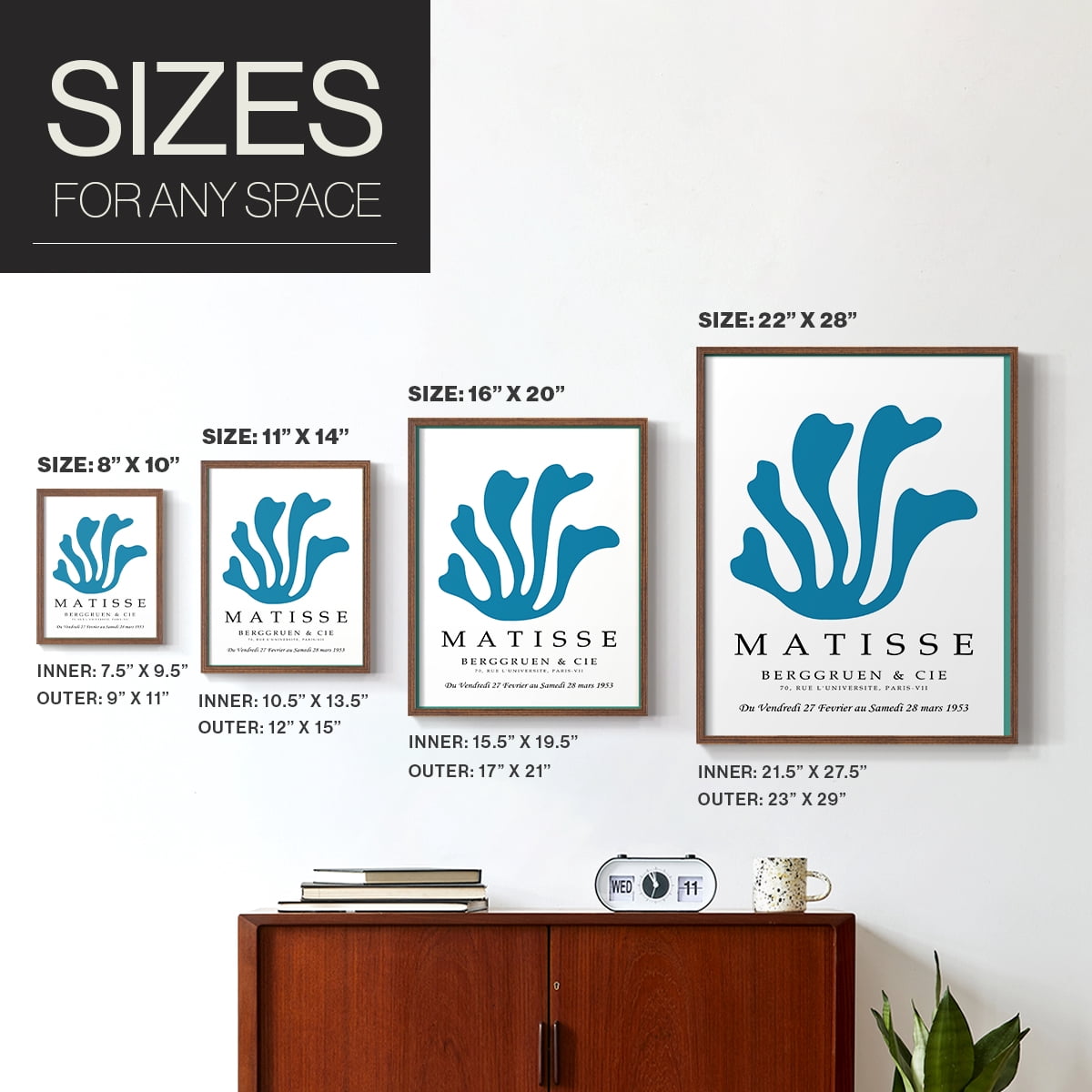 Matisse CCCXLIX in Brown Solid Wood 11 x 14 Framed Print