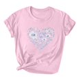 thumbnail image 2 of Valentine's Day T Shirt, Heart Print Tops for Women, Short Sleeve Tee Shirts Fashion Women's Lover Love Printed T-Shirt Round Neck Short Sleeved Tops, 2 of 3