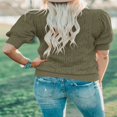 thumbnail image 3 of QJUHUNG Women Short Puff Sleeve Sweaters Loose Lightweight Pointelle Knit Pullover Tops, 3 of 3