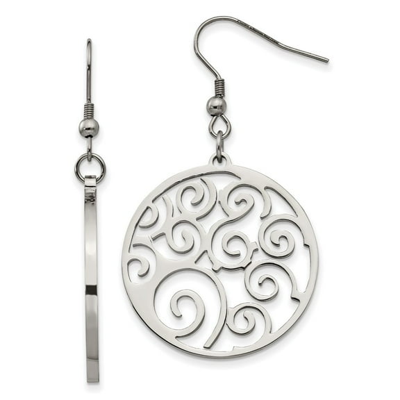 Stainless Steel Fancy Swirl Dangle Earrings
