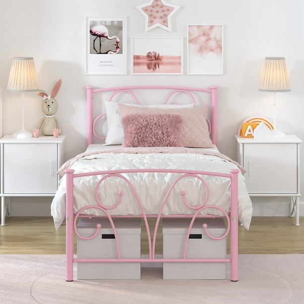 Yoneston 14" Heavy Duty Twin Metal Platform Bed Frame with Headboard